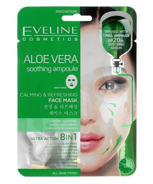 Eveline Sheet Mask Aloe Vera Maska na tkaninie 8in1 łagodząco-odświeżająca 1szt-1