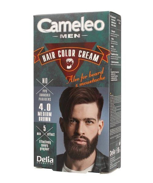Delia Cosmetics Cameleo Men Krem koloryzujący do włosów,brody i wąsów nr 4.0 medium brown 1op.-1