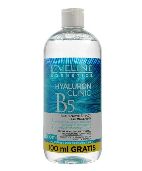 Eveline Hyaluron Clinic B5 Płyn micelarny ultranawilżający 3w1 500ml-1