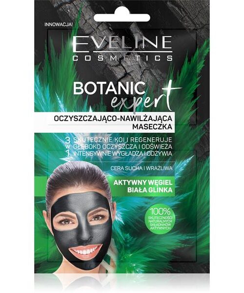 Eveline Botanic Expert Maseczka oczyszczająco-nawilżająca 3w1 Aktywny Węgiel i Biała Glinka 2x5ml-1
