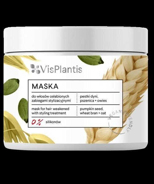 Vis Plantis Vegan Friendly Maska do włosów osłabionych -Pestki Dyni,Pszenica i Owies 400ml-1