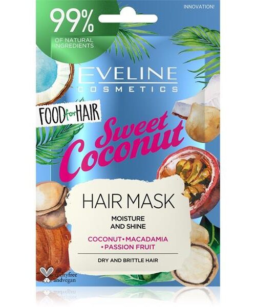 Eveline Food for Hair Sweet Coconut Maska do włosów normalnych i cienkich - nawilżenie i połysk 20ml-1