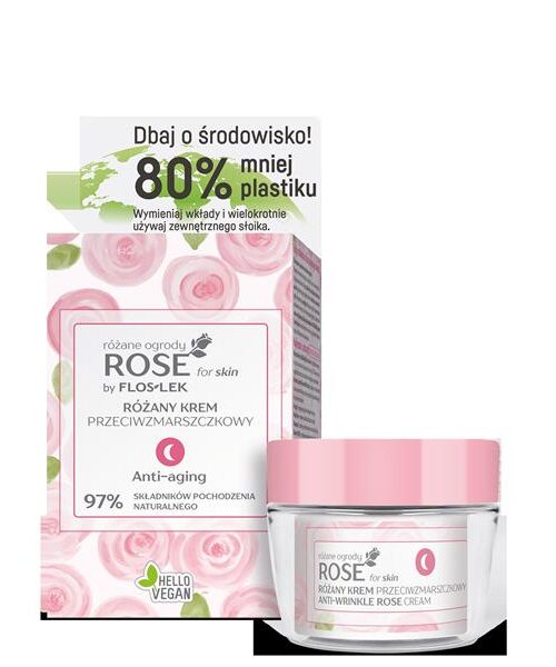 Floslek Rose for Skin Różany Krem przeciwzmarszczkowy na noc ECO zestaw 50ml-1