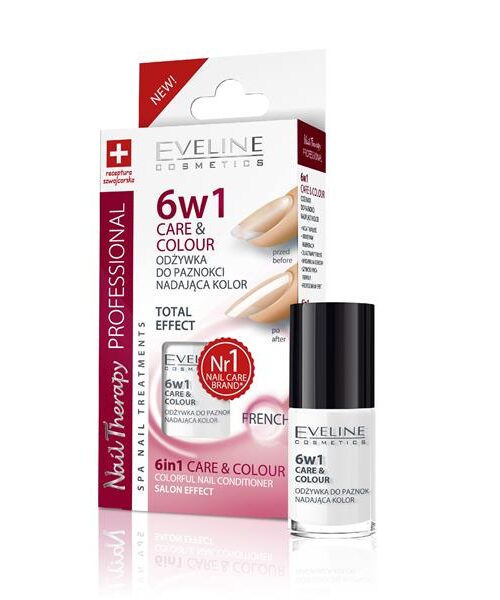 Eveline Nail Therapy Lakier odżywka 6w1 Care & Colour French 5ml-1