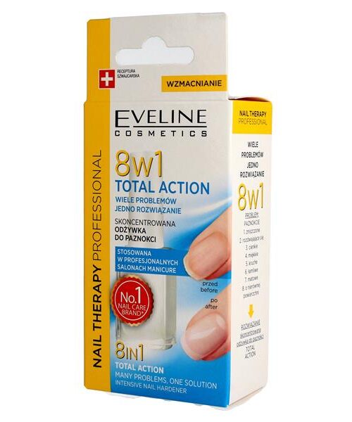 Eveline Nail Therapy Lakier odżywka do paznokci 8w1 Total Action 12ml-1