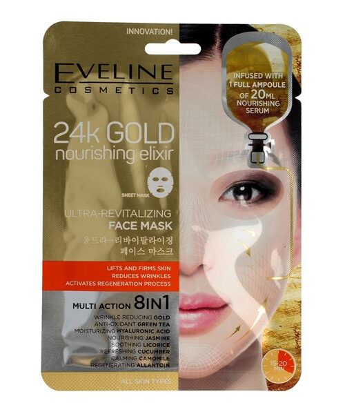 Eveline 24k Gold Ultra-rewitalizująca Maska w płacie 8w1 1szt-1