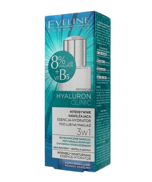 Eveline Hyaluron Clinic Intensywnie nawilżająca Esencja-Hydrator pod lub na makijaż 3w1 110ml-1