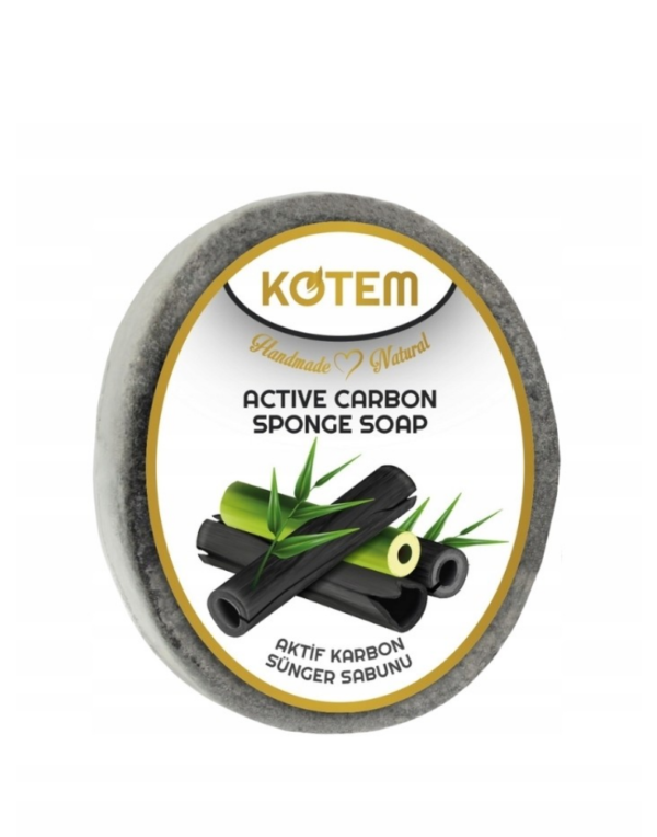 KOTEM GĄBKA DO MYCIA CAŁA NASĄCZONA MYDŁEM ACTIVE CARBON 125G