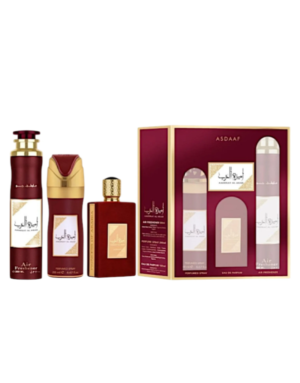ZESTAW LATTAFA AMEERAT AL ARAB EDP 100ml + DEZODORANT 200ml + PERFUMOWANY ODŚWIEŻACZ POWIETRZA 300ml